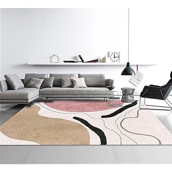 Gebied tapijten woonkamer tapijt, antislip zacht kristal fluwelen tapijt voor gemakkelijk schoon te maken, machinewasbaar tapijt voor woonkamer, slaapkamer, eetkamer wasbare tapijten (bruin roze, 80 x